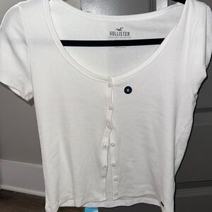 Hollister open button up crop top
